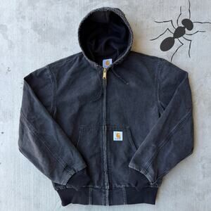 Vintage Y2K Carhartt black active hooded work wear jacket